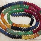 Multi SAPPHIRE RUBY EMERALD 3.5-4mm Faceted Rondelle Beads 17" Str 54 Ctw A+
