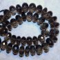 Micro Faceted SMOKY Quartz 7-8mm diameter Rondelle Beads 3" strand Select-a-Size