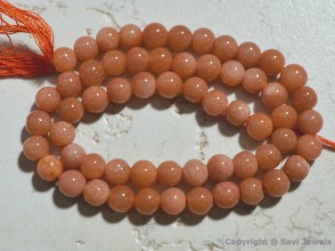 Peach Moonstone Large 5.5-6.5mm Round Gemstone Beads 13" strand