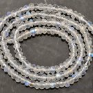 Micro Faceted Rainbow Moonstone 3-3.5mm Rondelle Gemstone Beads 13.5" strand A++