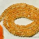 Micro Faceted Citrine 3.5-4mm Rondelle Gemstone Beads 14" Strand A++