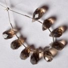Faceted Smoky Quartz (9 Gorgeous Drops) 8-10mm long 73-16