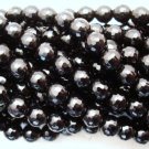 Micro Faceted NATURAL BLACK ONYX Large 6MM FACETED ROUND 7" 30Pc A++