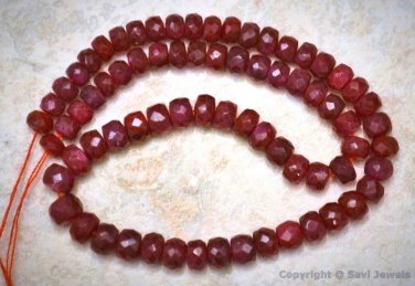 Precious RUBY 3.5-4.5mm FACETED Rondelle Gemstone Beads 9" strand 45 ctw "A+"
