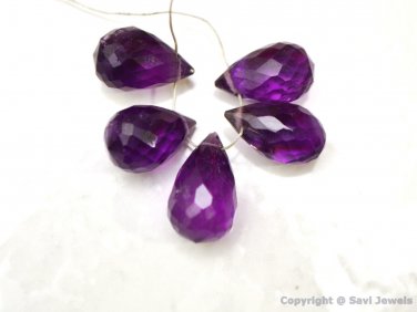 AMETHYST Big 9-13mm Checkerboard (5 Faceted Sidedrill Drop) Gemstone Pick-A-Size