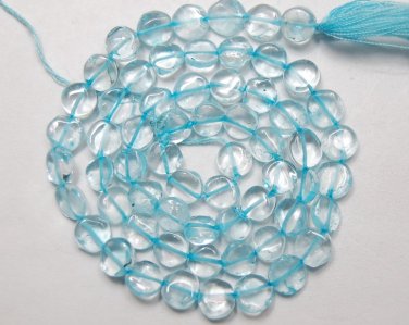 Crystal 5mm COIN BLUE QUARTZ Gemstone Beads 14.5" strand