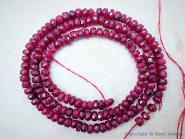 Precious RUBY 3.5-4mm Faceted Rondelle Gemstone Beads 16" Str 64Ct  Grade "A-"