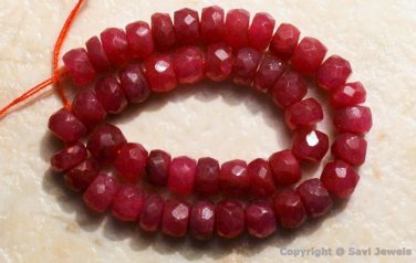 Real Ruby 4+mm Precious Faceted Rondelle Beads 5" long Strand Select-A-Size "A-"