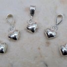 VALENTINE 925 STERLING Silver 8mm longx6mm wide (5 loose HEART Pendants)