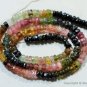 Multi TOURMALINE 3.5-4mm Faceted Rondelle Gemstone Beads 13" Strand