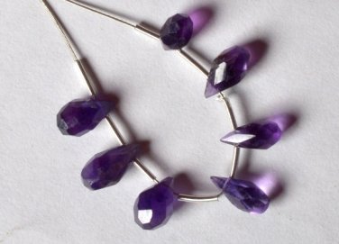 Faceted Amethyst (7 Gorgeous Drops) 8-10mm long gemstone 73-15