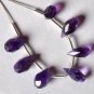 Faceted Amethyst (7 Gorgeous Drops) 8-10mm long gemstone 73-15