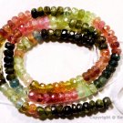 Micro Faceted Multi TOURMALINE 4-4.5mm Rondelle Gemstone Beads 13.5" Strand A+