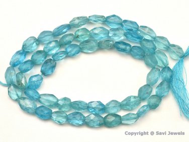 Micro Faceted Apatite Oval 6-8mm long x 5-6mm wide Beads 13.5"-14" Str A+