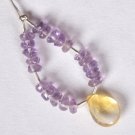 Gorgeous Faceted Citrine Pear (13-15mm) / Amethyst Rondelle (4-5mm) Strand 73-8