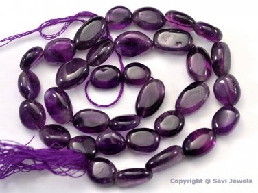 Amethyst  8-10mm long x7-9mm wide Cabochon Oval Gemstone Beads 13" strand