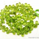 PERIDOT 6-8mm Long Faceted Sidedrill Drops Gemstone (lots of Beads) 9" Strand