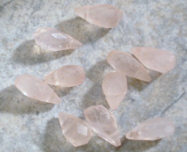 Rose Quartz 11-13mm long x 5-6mm wide (25 Sidedrill Faceted Drops) 54 Ctw