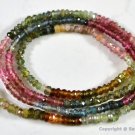 Micro faceted Tourmaline 2-2.5mm Rondelle Gemstone Beads 14" strand