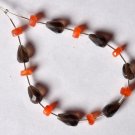 Faceted Carnelian Rondelle (4.5-5mm) / Smoky Quartz topdrill (9-10mm long) 73-17