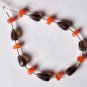 Faceted Carnelian Rondelle (4.5-5mm) / Smoky Quartz topdrill (9-10mm long) 73-17