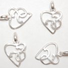925 Silver Plated 40x33mm Lovers Heart (2 Pendants) P257