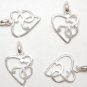 925 Silver Plated 40x33mm Lovers Heart (2 Pendants) P257