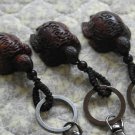 Three Handmade Wooden Sea Turtle Key Chains