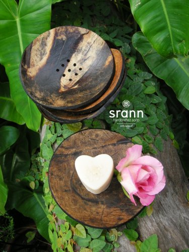 set of natural soap dishes made from coconut shell by srann handcrafted soap