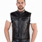 Men's Concealed Carry Leather Motorcycle Biker Club Vest