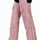 Women's Pink Leather Motorcycle Chaps Covered Zipper with Flap and Mesh Lining