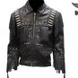 Men's Motorcycle Jacket With Bones & Star Studs -SIZES: S,M,L,XL,2XL,3XL,4XL,5XL