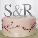 Brushed Silver Monogram Initials Cake Top - Set of 3