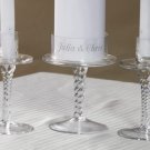 Personalized Engraved Glass Pedestal Wedding Unity Candle Stands