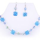 Blue Milles-Fleurs & Crystal Necklace Set