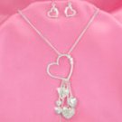 Couture Heart Cluster Necklace Set w/ Crystals