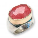 925 SILVER & 9K GOLD RING SET WITH A CHERRY gemstone jewelry R213