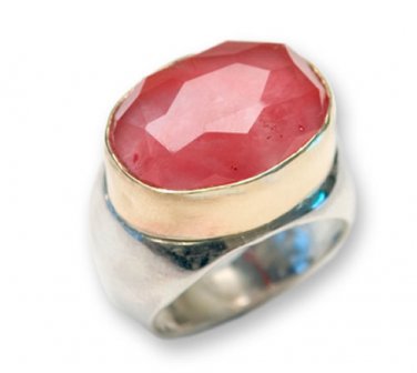925 SILVER & 9K GOLD RING SET WITH A CHERRY gemstone jewelry R213