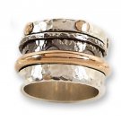 925 SILVER 9K rose GOLD spinning mens wedding RING R049 size 8 9 10 11