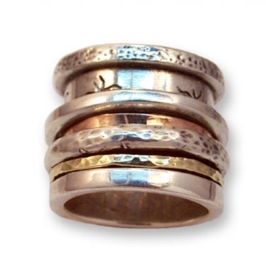 SPINNING SPINNER swivel silver gold ring band R038