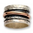 Sterling silver stainless steel mens SPINNER wedding ring band size 10 11 R236