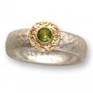 925 SILVER & 9K GOLD RING SET WITH A FACETED Peridot R242