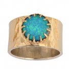 925 SILVER & 9K GOLD RING SET WITH AN Opal r357