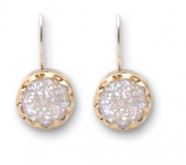 WOMEN LADY Drusy Druzy Agate Geode in 925 STERLING silver earrings E033D