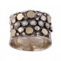 Handmade 925 sterling silver gold white pearl solid ring size sz 6 7 8 9 R487