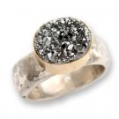 Druzy Agate Natural in 925 sterling silver stainless steel ring mens size R216