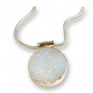 Agate geode Druzy Drusy in 925 silver pendant necklace N246