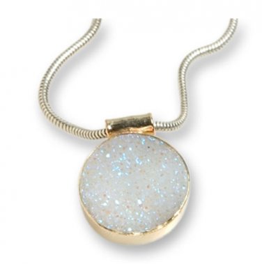 Agate geode Druzy Drusy in 925 silver pendant necklace N246