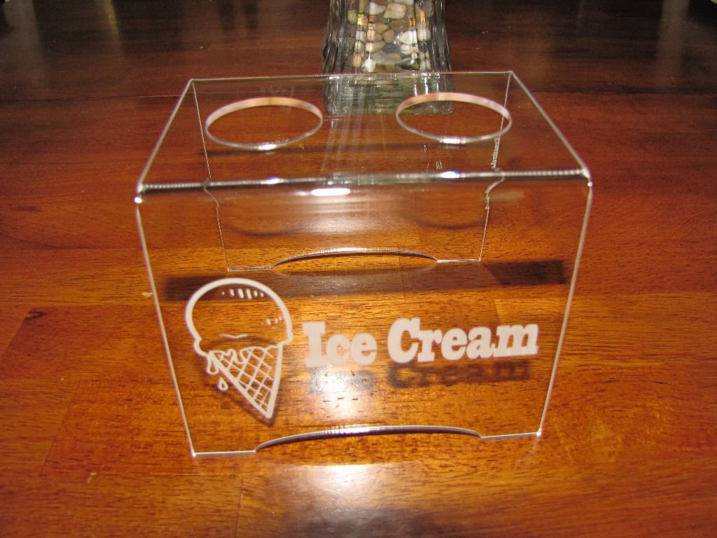 Engraved Acrylic Double Ice Cream Cone Holder Tray Display Stand Rack Wedding