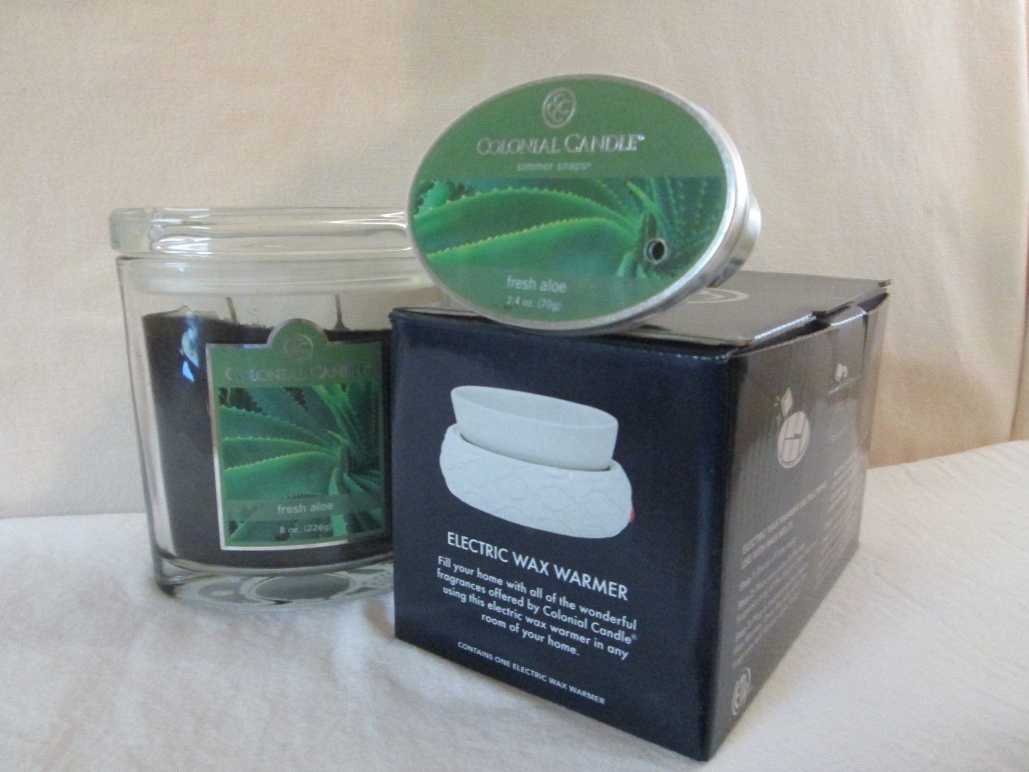 Colonial Candle Electric 2 in 1 Wax Warmer, 8 oz Jar & Tart Set, Boxed